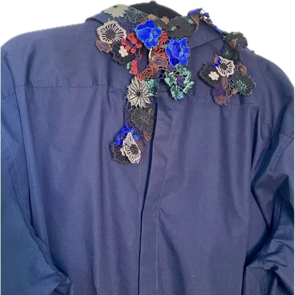 Sacai 3492 fabulous top/tunic/dress blue with unique embroidery, size L - Picture 12 of 15